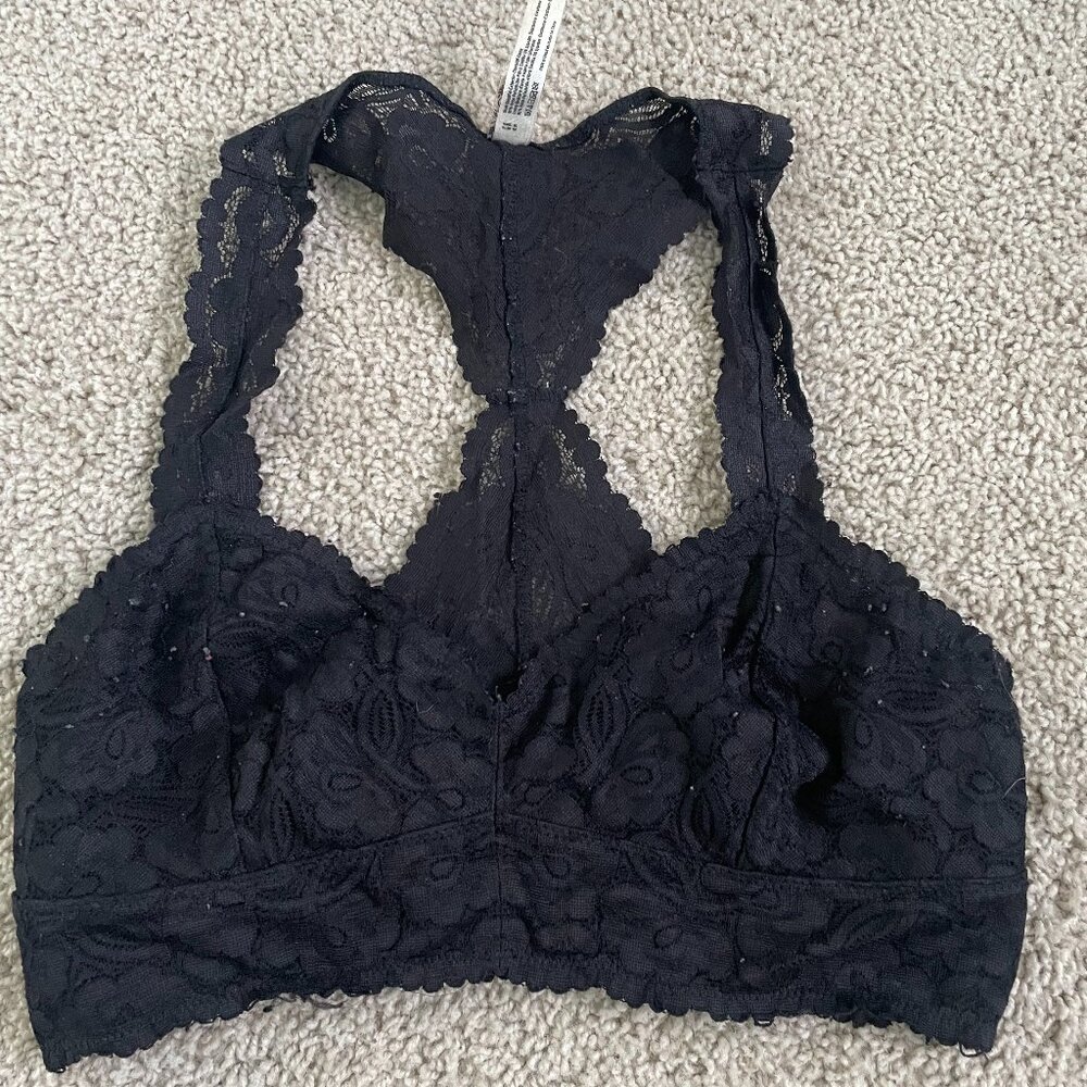 Free People Galloon Lace Racerback Bralette Black Medium
